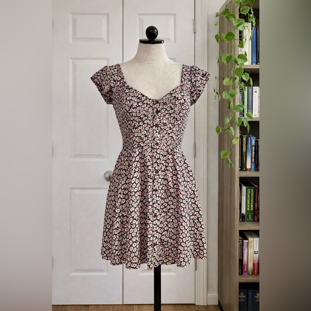 Kimchi Blue Pink and Black Floral Mini Dress